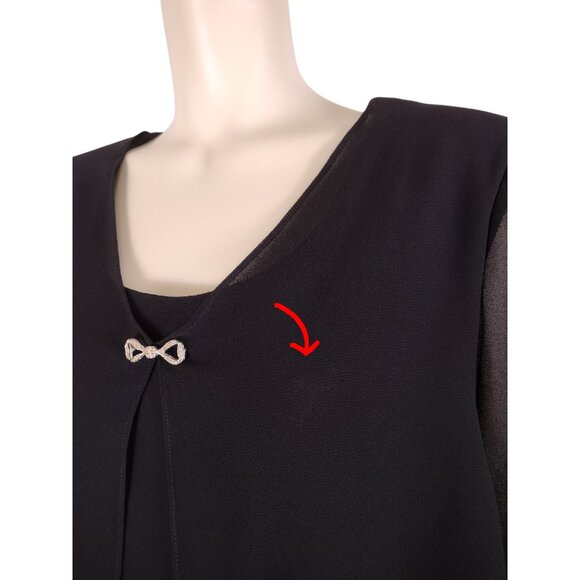 Vintage 1990s Patra Black Feather Cuff Cocktail Shift Dress Size 8P - Picture 8 of 12